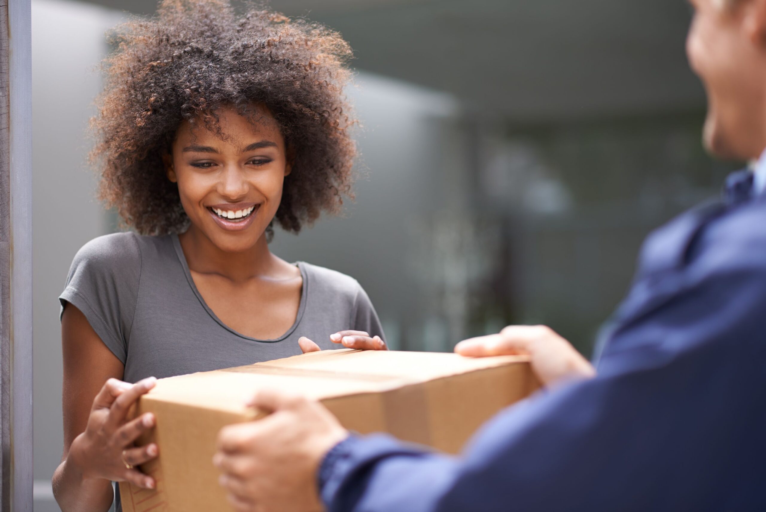woman with deliver box