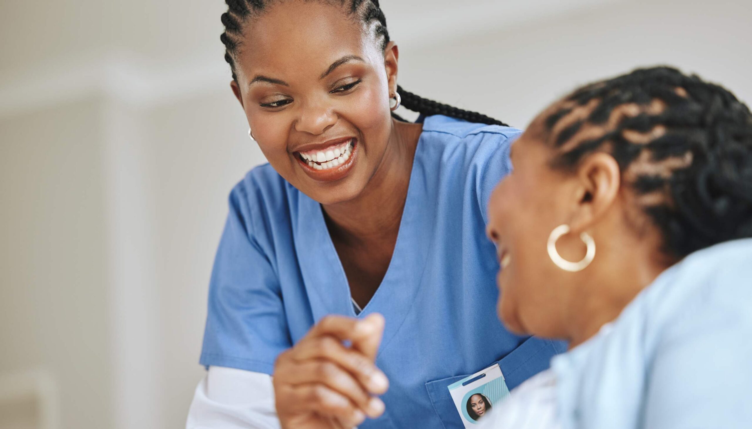 Happy provider with patient