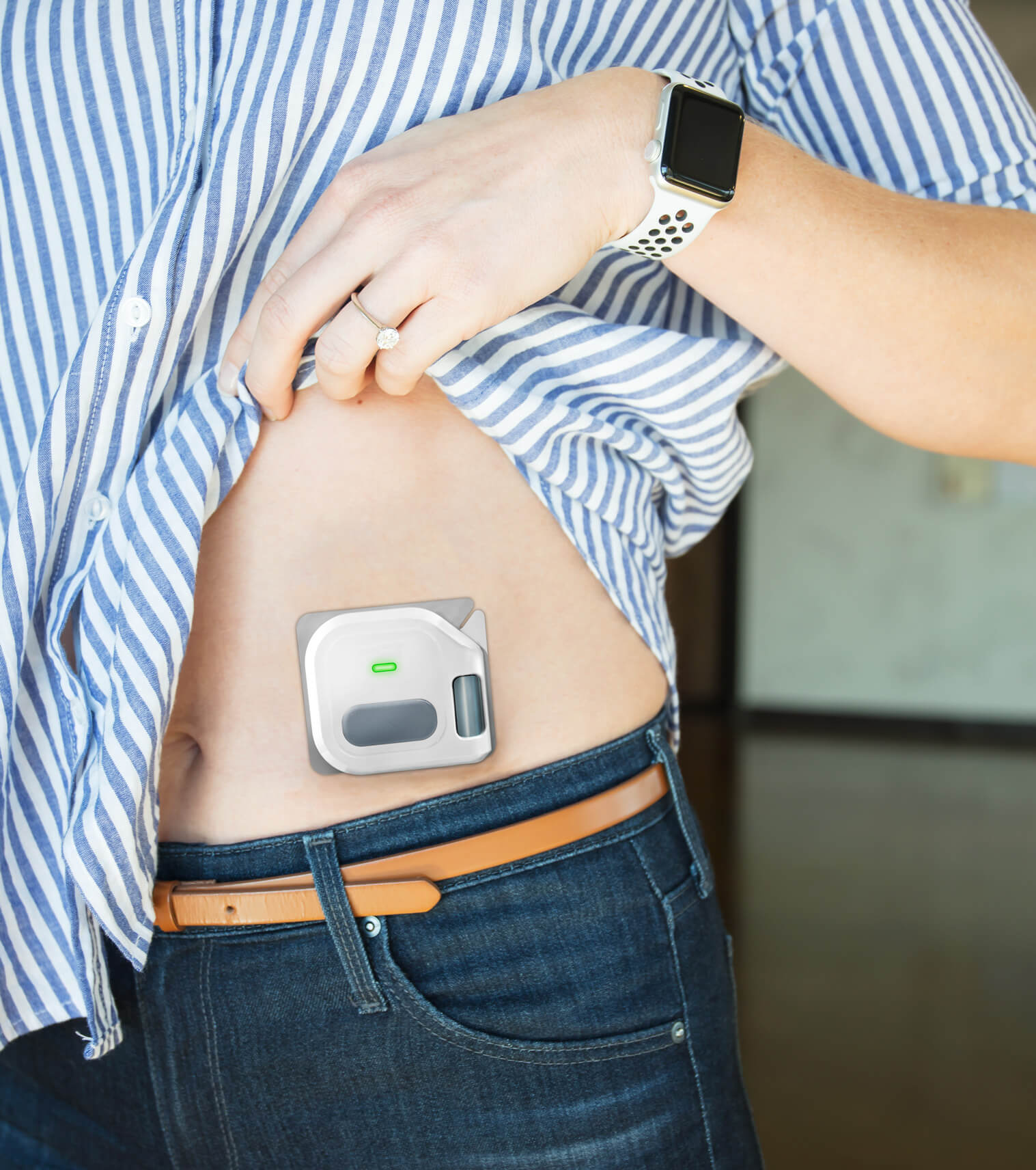 man with onbody device